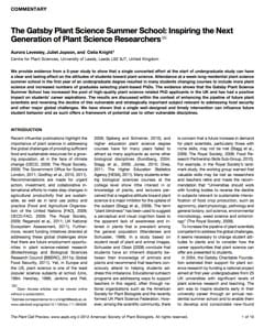 Inspiring the Next Generation of Plant Science Researchers