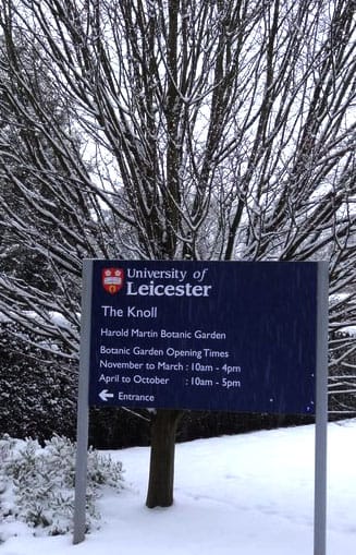 University of Leicester Botanic Garden in the Snow