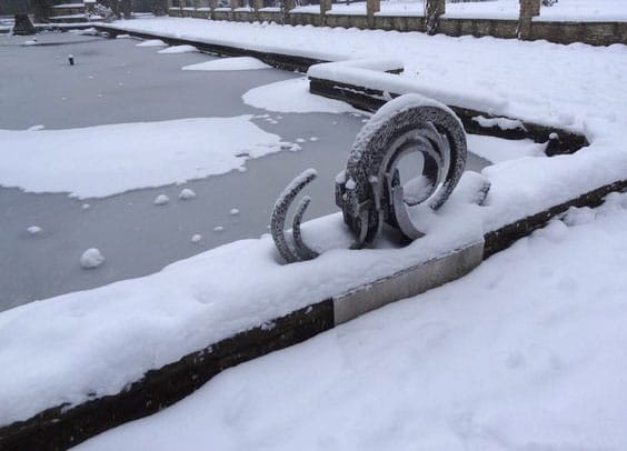 Sculpture next to the pond