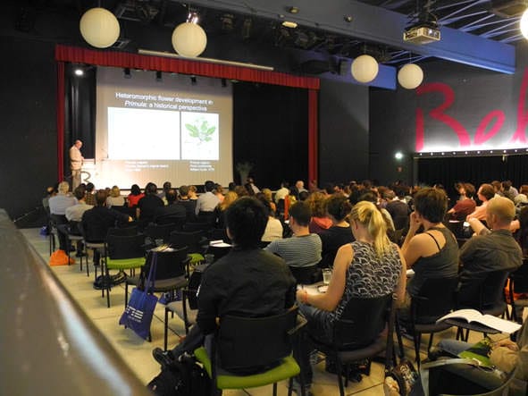 A scene from a talk at the workshop.