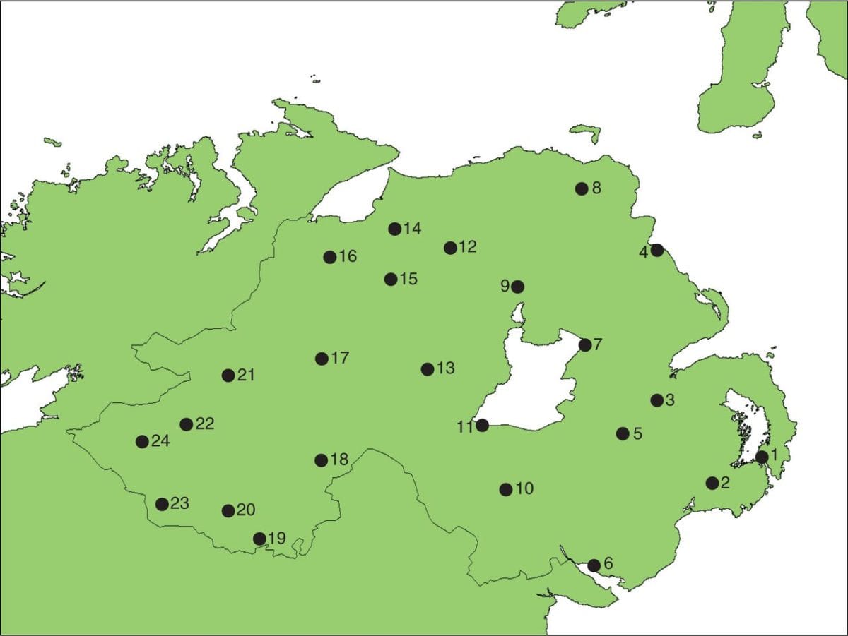 Sites in a Northern Ireland oak study
