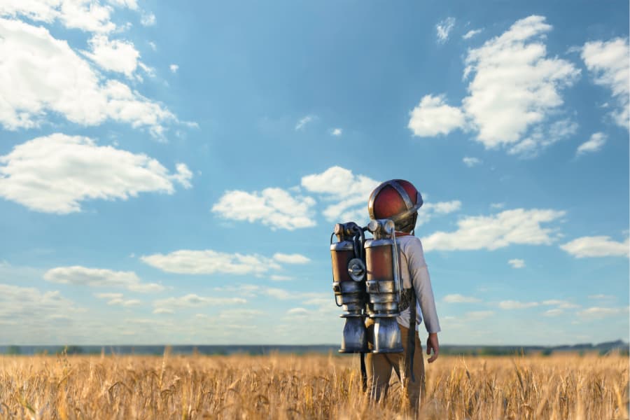 Astronaut in a wheat field