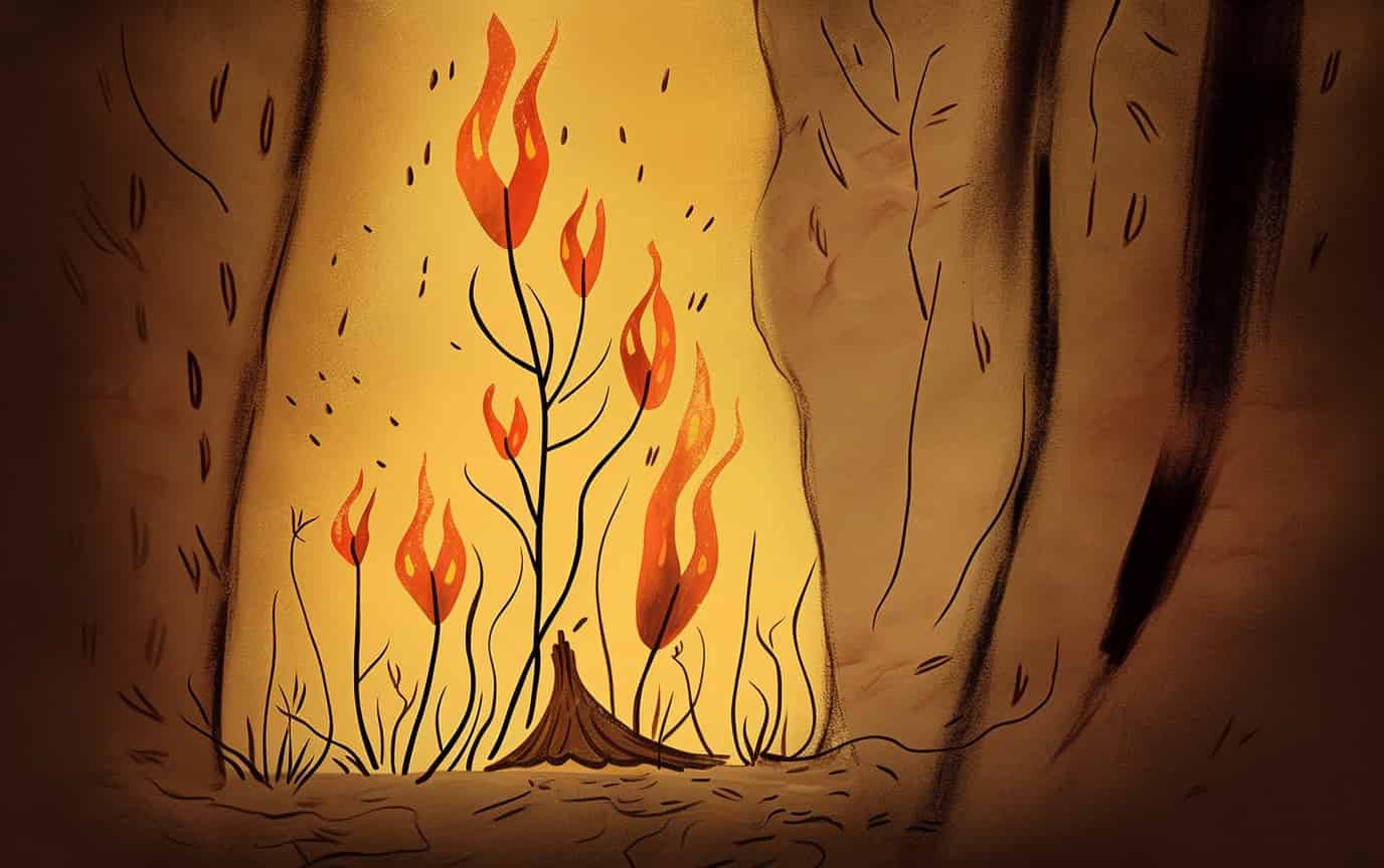 A cartoon of plant art on a cave wall, and you don't know how long it took to persuade the computer to generate it.