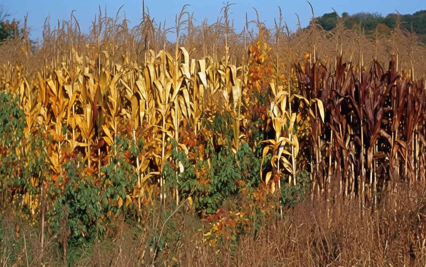 Computer-generated maize and weeds.