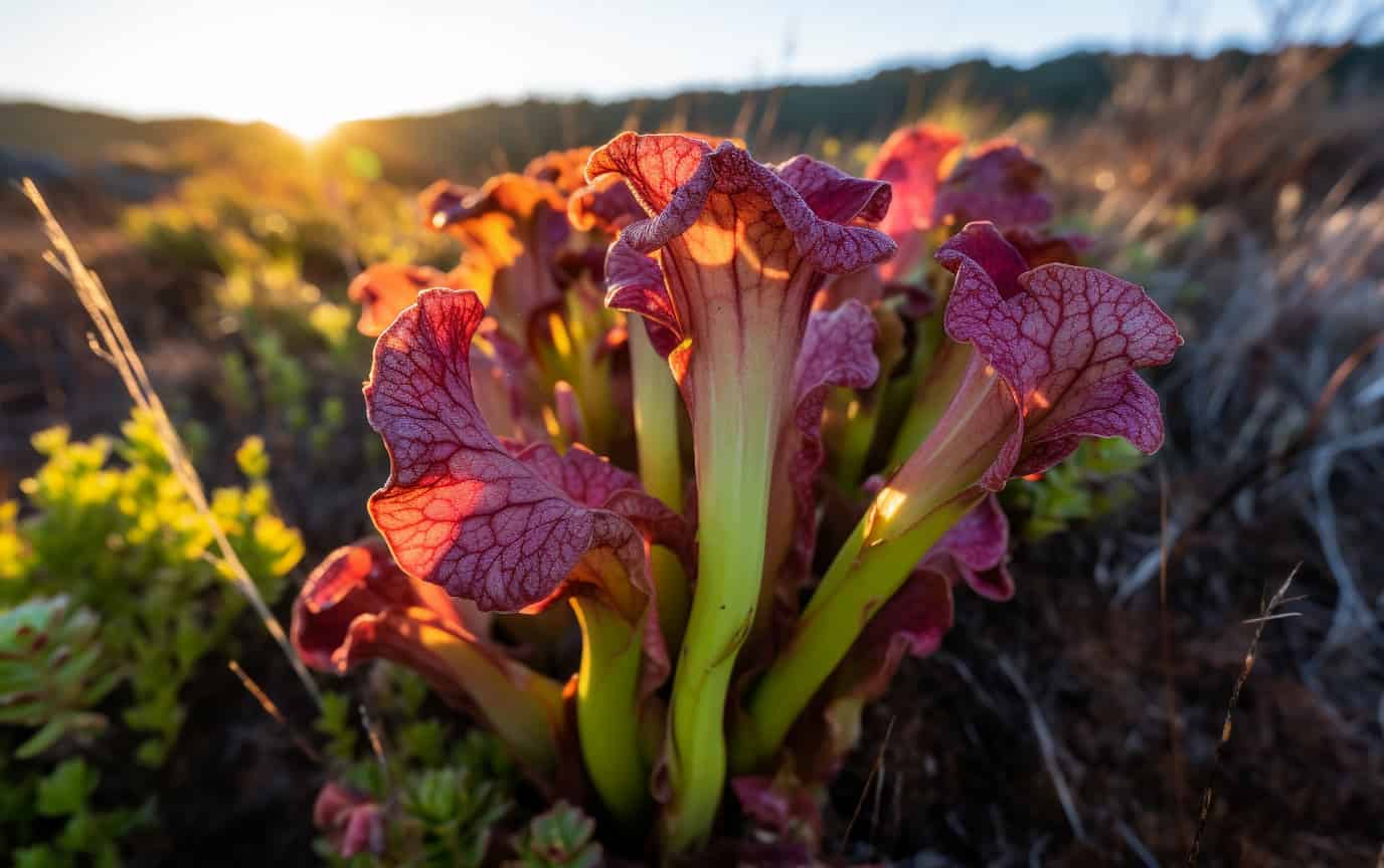 Computer generated Sarracenia plants hunt their prey.
