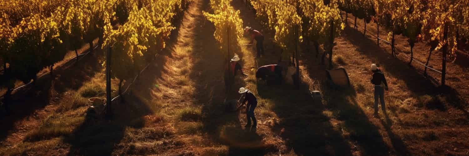 A French vineyard close to sunset in an AI generated image.