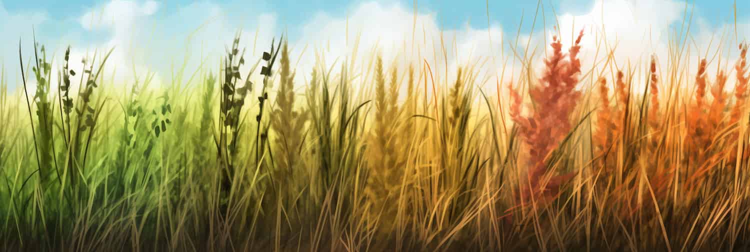 A battle between computer-generated grasses.