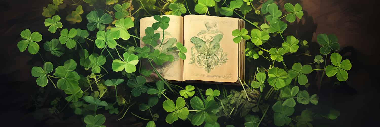 A digital passport among computer-generated but not at all convincing clover.