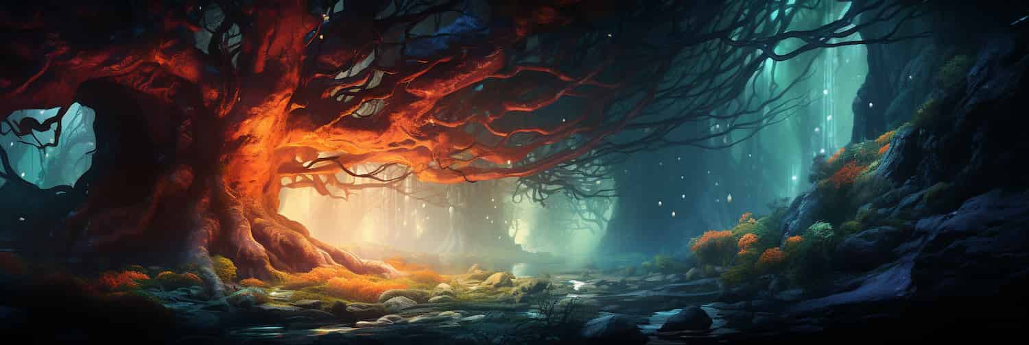 A computer-generated tree sits under digital ground.