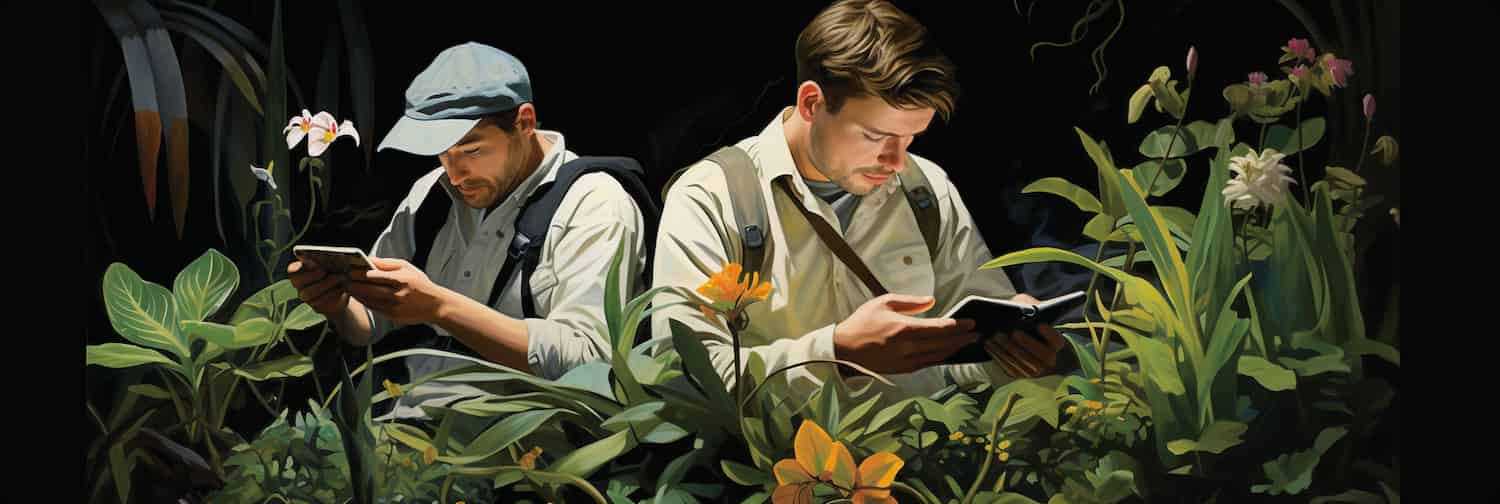 Digital botanists in a computer-generated herbarium