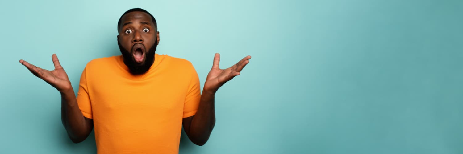 A gentleman looking shocked , because gentleman examining sex is not an image search you want to run.