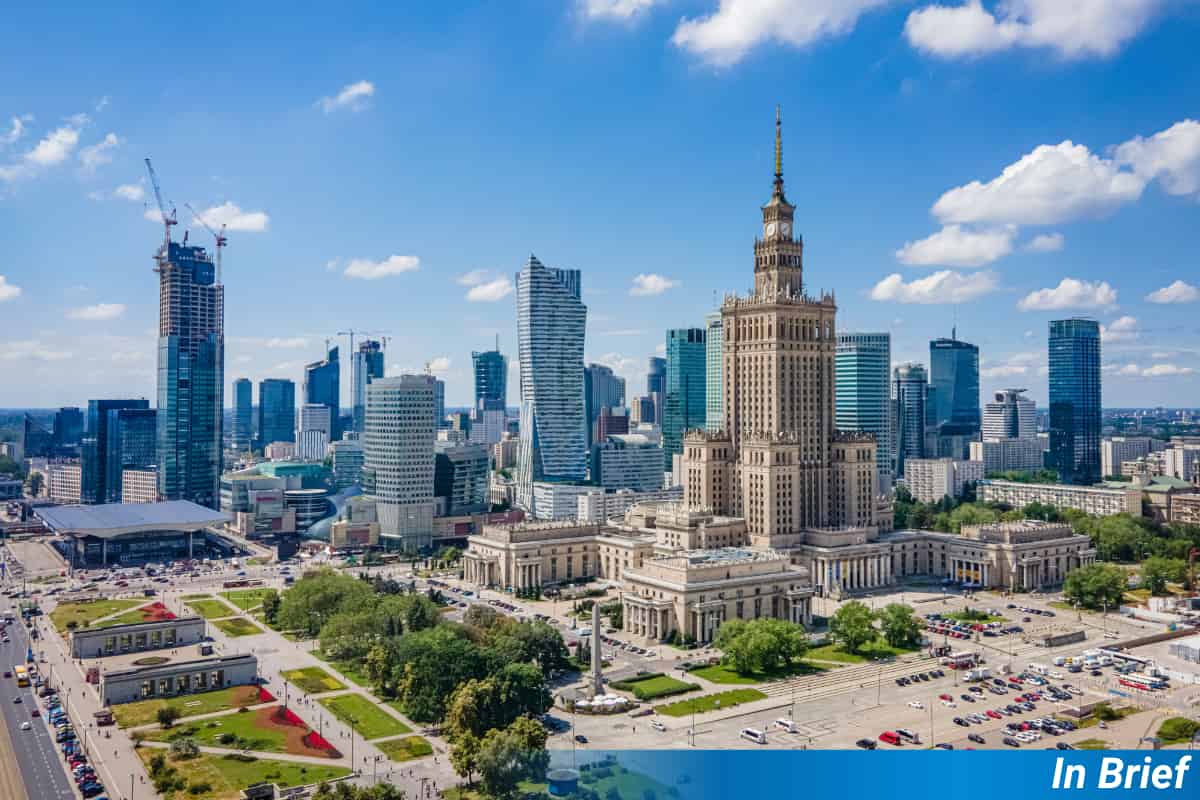 A view over Warsaw, with some green, but a lot of grey.