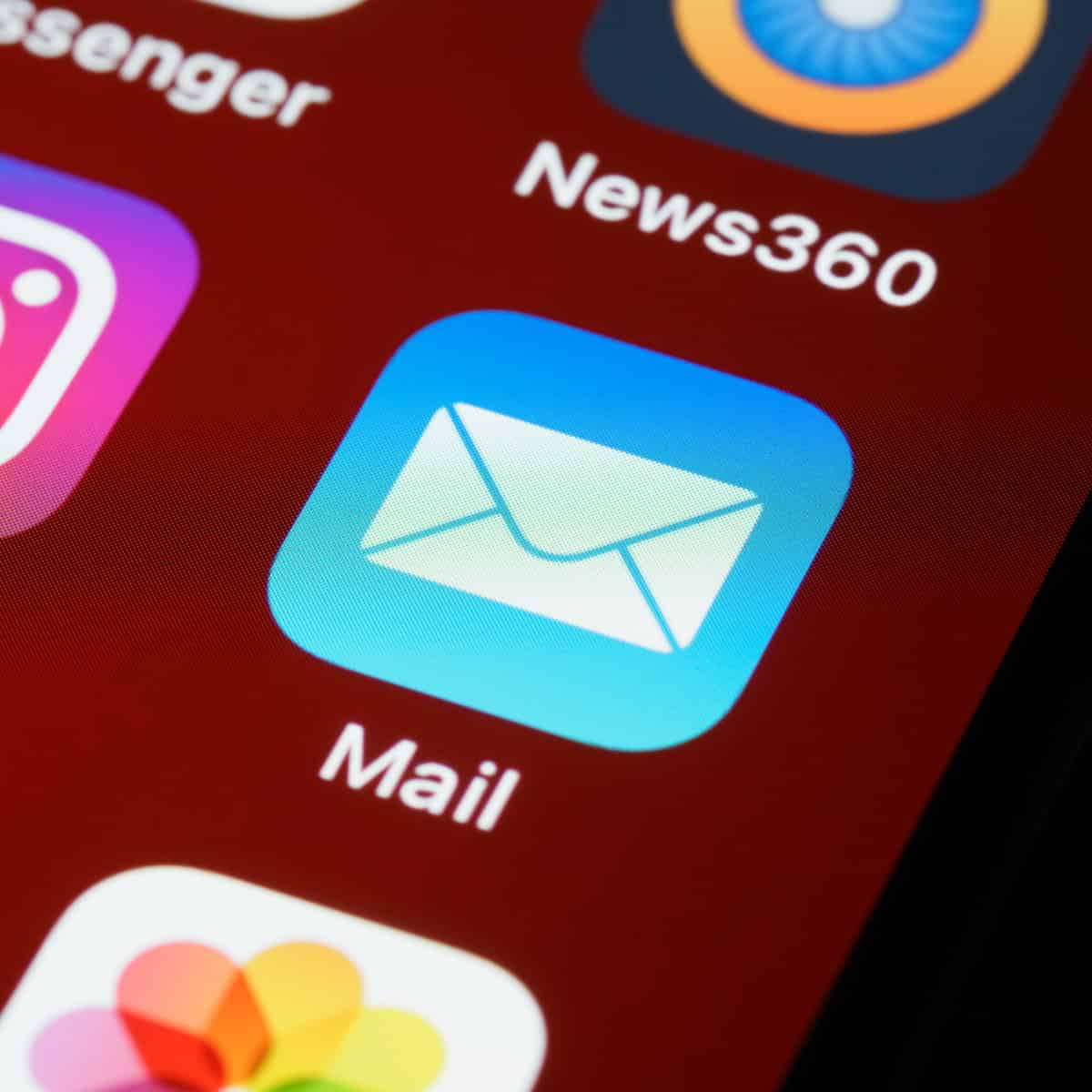 An email icon on an iPhone.